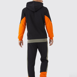 Ensemble de survêtement en polaire pour homme, color block, trois tons, noir, olive, vert, sweat-shirt à capuche avec pantalon de jogging assorti - Product Image 2