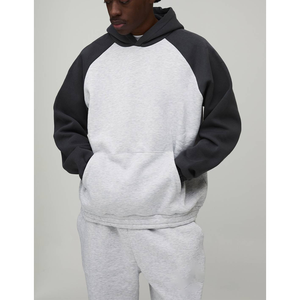 Ensemble de jogging personnalisé bicolore, coupe oversize, en molleton de coton épais, écologique, respirant, avec capuche, pour homme - Product Image 1
