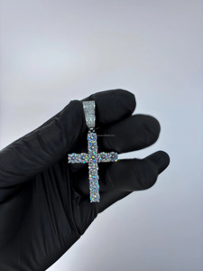 RB Gems Custom Christian Hip Hop Pendant 925 Sterling Silver <b>Initial</b> Letter with Lab Diamond VVS Moissanite Iced Rose Gold Women - Product Image 5