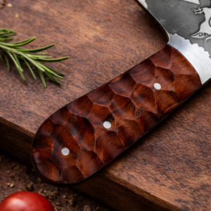 Cuchillo de Carnicero Mini Cleaver Hecho a Mano por SAZ ENTERPRISES, Hoja Fija, Forjado a Mano en Acero, Mango de Madera, Extra Afilado - Product Image 4