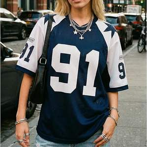 Camiseta de fútbol de malla oversize para hombre, estilo streetwear, con cuello redondo, de fabricante mayorista personalizado - Product Image 1