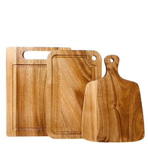 Planche de cuisine en bois naturel, bloc à découper rectangulaire avec poignée pour usage en cuisine - Product Image 5