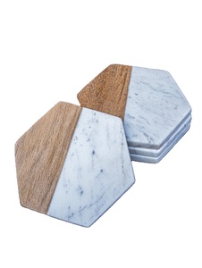 Ensemble de sous-verres en bois d'acacia de qualité supérieure avec finition en pierre et en marbre, élégants porte-gobelets, collection de cadeaux personnalisés pour mariage et fêtes - Product Image 2