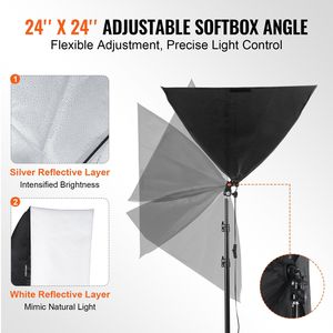 24 in X 24 in Softbox Kit di illuminazione 30W 5500K lampadine a LED regolabile supporto di illuminazione della videocamera - Product Image 4