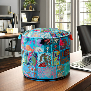 Premium Quality 100% Organic Cotton Puff Cover with Handcrafted Banjara Shoulder Bag Boho Home & Style Duo - Product Image 3