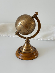 Vintage Brass and Wood <b>World</b> <b>Globe</b> Decorative Desktop <b>Globe</b> Antique Style Nautical Office Study Decor Traveler Gift Collectible - Product Image 2