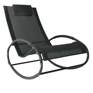 Sedia a dondolo da esterno per patio, chaise longue con tessuto traspirante e cuscino poggiatesta per giardino, soggiorno, terrazza, piscina - Product Image 1