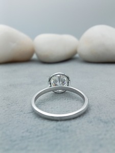 Shape LAB Grown 2.0 CT Engagement Wedding Ring 925 <b>Silver</b> <b>Solid</b> Gold VVS Moissanite Diamond GIA Certified Fine Jewelry Bezel - Product Image 3