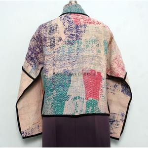 Chaqueta Kantha de Diseño 100% Algodón, Tejida a Mano, Multicolor, Estilo Étnico, Bordada, con Botones, Vintage, Ecológica, Venta al Por Mayor - Product Image 5
