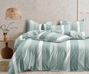 High Quality Misty Teal Striped Printed 130 plus GSM Microfibre Bedsheet and <b>Comfortable</b> Durable Easy Available for Export Price - Product Image 5