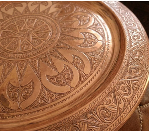 Bandeja Redonda de Metal Sólido con Textura de Cobre, Decoración para el Hogar, Artículo para Regalo, Bandeja Decorativa, Bandejas para Servir en Bodas - Product Image 6
