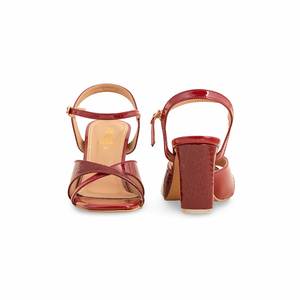 Sandalia de tacón granate formal para mujer FR5367 - Product Image 2