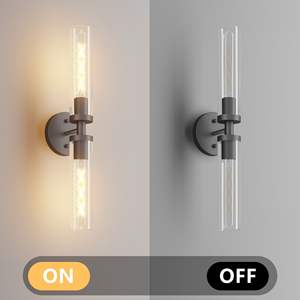 Appliques murales modernes noires mates, lot de 2, éclairage de salle de bain câblé, verre transparent pour salle de bain, couloir, salon - Product Image 6