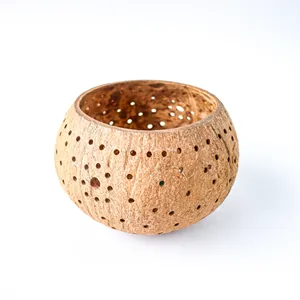 Support de bougie en coquille de noix de coco, décoration bohème, porte-bougies à thé, centre de table pour mariage - Product Image 4