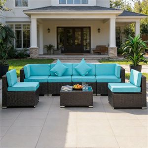 ชุดโซฟาสนามแบบแยกส่วน 7 ชิ้น สำหรับลานบ้าน คอลเลคชั่นเฟอร์นิเจอร์สวน - Product Image 1