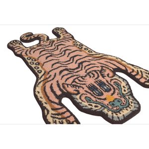 Hand Tufted Wool <b>Tibetan</b> <b>Tiger</b> <b>Rug</b> 2X3-Pink Black Low Pile Living Room Carpet - Product Image 1