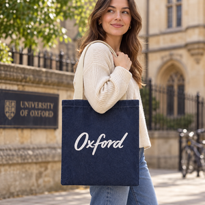 Blue 300 GSM Denim Tote <b>Bag</b> 34x38-cm Oxford Flock Print Custom Logo Wholesale OEM Private Label Bulk SNCH171-TIC-Oxford Pro Plus - Product Image 5