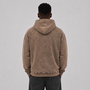 Acid Wash Winter Hoodies for <b>Men</b>-Customizable Digital Printing 100% Cotton Fleece Casual Wear - Product Image 5