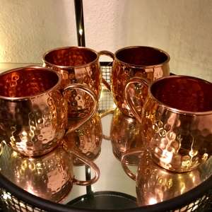 Juego de 4 tazas Moscow Mule de Mule Science, 19 oz. Tazas de cobre grandes 100% hechas a mano con accesorios, taza de cobre resistente al deslustre - Product Image 5