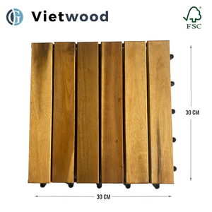 Viet Wood Vietnam - Baldosas de Madera de Acacia Cuadradas Contemporáneas Antideslizantes e Impermeables para Terrazas Exteriores, Tablas Enclavables con Acabado Mate - Product Image 5