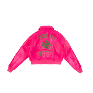 Alpha Kapa Alpha Women Cropped Leather Jacket Sheepskin AKA Sorority Sisterhood Leather Cropped Bomber Jackets - Product Image 4