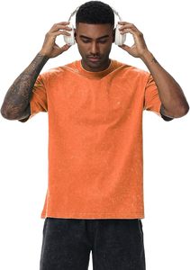 เสื้อยืดคอกลมแขนสั้นผ้าฝ้ายสำหรับผู้ชาย แบบเรียบง่าย สวมใส่สบาย ระบายอากาศได้ดี ผ้าถัก ซักแบบแอซิดวอช แห้งเร็ว เป็นมิตรกับสิ่งแวดล้อม - Product Image 2
