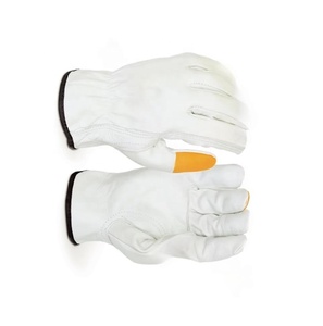 Premium Grade Grain Cowhide <b>Driver</b> With Fluorescent Fingertips Safety Working <b>Gloves</b> Construction <b>Gloves</b> - Product Image 4