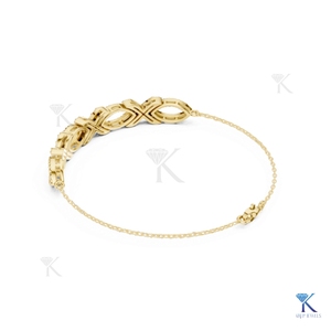 Luxury 14K <b>Solid</b> <b>Gold</b> Tennis Bracelet Brilliant Cut Lab Grown Diamond Centerpiece Halo Side Diamonds-Engagement Party Gift - Product Image 4