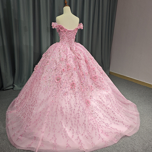 Vestidos de Fiesta Jancember 6640, Color Rosa Hada, con Encaje y Flores 3D, para 15 Años - Product Image 4