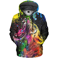Sudadera con Capucha Oversize de Algodón 100% con Estampado Digital 3D de Calavera con Llama Azul para Hombre, Estilo Urbano Hip Hop, Colección 2026 - Desbloquea tu Estilo