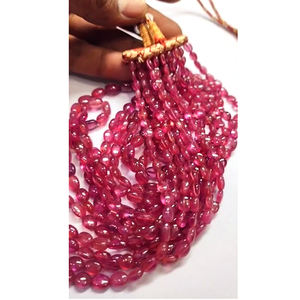 ลูกปัดทับทิมทรงรีเรียบจากกรุงเทพฯ 7 เส้น น้ำหนัก 735 กะรัต ขายส่ง Iroc ความยาว 16-18 นิ้ว สร้อยคอประดับพลอยเม็ดเล็ก ราคา 265 ดอลลาร์สหรัฐ - Product Image 3