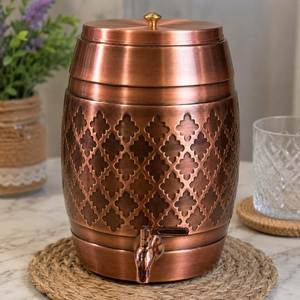 Distributeur d'eau en cuivre au design moderne, robinet anti-fuite, fait main, grande capacité pour la maison, le bureau, l'hydratation ayurvédique, artisanat Ali - Product Image 1