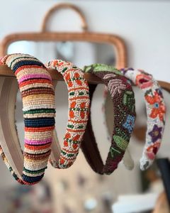 Handmade <b>Beaded</b> Floral Knotted <b>Headband</b> Women Ethnic Style Daily Use Multicolor Decorative Hairband - Product Image 2