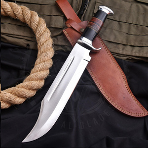 High Quality Custom Handmade D2 Steel Mirror Polished Blade Hunting Bowie Knife Leather Handle Ideal Gift Free Leather Sheath - Product Image 2
