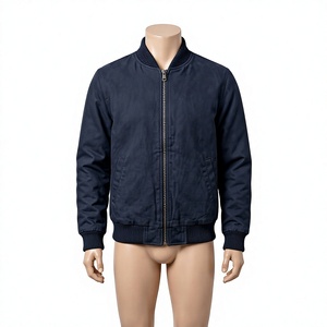 Blouson Bomber en Twill de Coton Premium 320 GSM Bleu Marine avec Broderie de Logo Personnalisé, Étiquette Tissée, ODM OEM - Product Image 1