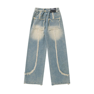 Jeans de Mezclilla Clásicos para Hombre, Color Azul Claro, Desgastados, Corte Recto, 5 Bolsillos, Estilo Diseñador, Pantalones de Moda para Hombre - Product Image 1