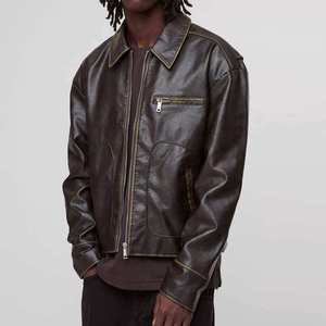 Chaqueta de Cuero Genuino Personalizada para Hombre, Color Sólido, Diseño Clásico de Lujo, Alta Calidad, Cuello Alto Profesional - Product Image 1