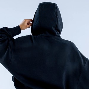 Sudadera con Capucha para Mujer, Diseño Minimalista, Color Negro Medianoche, Estilo Casual de Invierno, Ecológica, Tejido Grueso, 100% Algodón, Superventas - Product Image 5