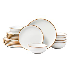 Set di Stoviglie Semplice ed Elegante da 6 Persone (18 Pezzi) - Piatti e Ciotole in Ceramica Assorbente, Resistenti ai Graffi, Lavabili in Lavastoviglie e Utilizzabili nel Microonde - Product Image 1