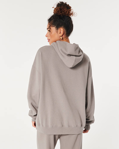 Vente en gros fabricant : Sweat à capuche streetwear personnalisé pour femme, en molleton épais 500 g/m², coupe oversize, avec impression 3D en relief - Product Image 4
