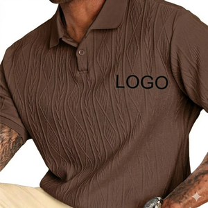 Polo de primera calidad con textura jacquard para hombre – Corte ajustado y manga corta de punto - Product Image 3