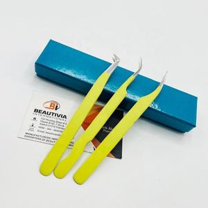 Pince à épiler d'extension de cils enduite de couleur personnalisée en acier inoxydable de haute qualité - Product Image 5