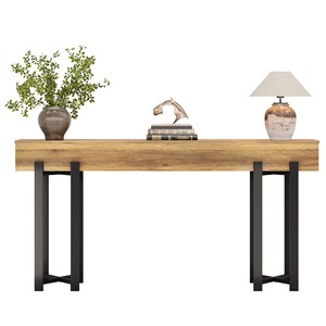 LINEA Black Metal <b>Console</b> <b>table</b> with wooden Top luxury metal <b>console</b> <b>table</b> for living room - Product Image 5