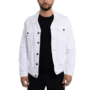 Veste en jean unisexe épaisse de style cowboy, veste en denim noire avec logo en relief, denim pour homme - Product Image 1