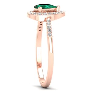 Anillo solitario REYES de nuevo diseño en plata de ley 925 con baño de rodio y moissanita para mujer, con corte de pera y gema de esmeralda. - Product Image 3