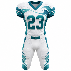 ชุดยูนิฟอร์มอเมริกันฟุตบอลแบบแห้งเร็ว ป้องกันกลิ่น แขนสั้น บริการ OEM ราคาโรงงาน คุณภาพเยี่ยม ระบายอากาศได้ดี ลายพิมพ์สวยงาม - Product Image 4