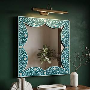 Article très demandé : Cadre de miroir rond en os incrusté, motif écaille de poisson noir, pour décoration murale décorative - Product Image 5