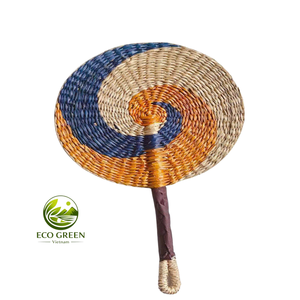 Handmade Seagrass Fan Multicolor Oval Round Shape <b>Decorative</b> Fan for Home Wall <b>Decor</b> <b>Summer</b> Beach Gift Idea - Product Image 1
