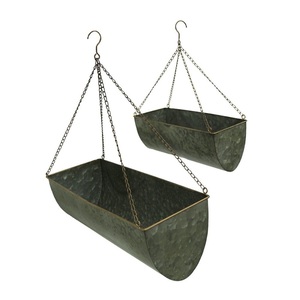 Ensemble de 2 jardinières suspendues en métal galvanisé, décoration murale style farmhouse, pour plantes succulentes, intérieur/extérieur, étagère organisatrice, au prix le plus bas - Product Image 3