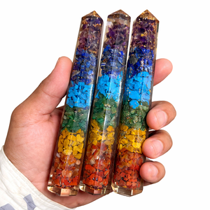 Tour de cristal d'orgone 7 chakras en gros, 7 pouces, poli, de haute qualité, baguette naturelle, obélisque énergétique de guérison pour la méditation et le Reiki - Product Image 2